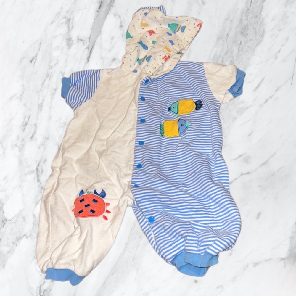 Calabash little boys jumpsuit short sleeve under the sea themed 6 months